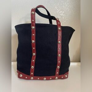 Vanessa Bruno CABAS MOYEN Tote Bag Navy Wool